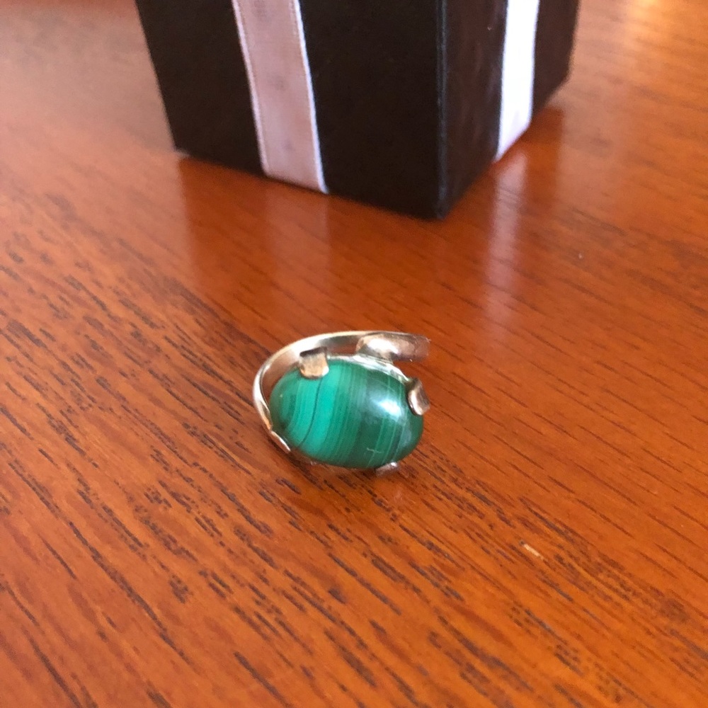 Malachite Sterling Silver Ring - image 1